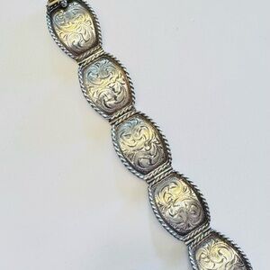 Engraved Silver Overlaid Link Bracelet